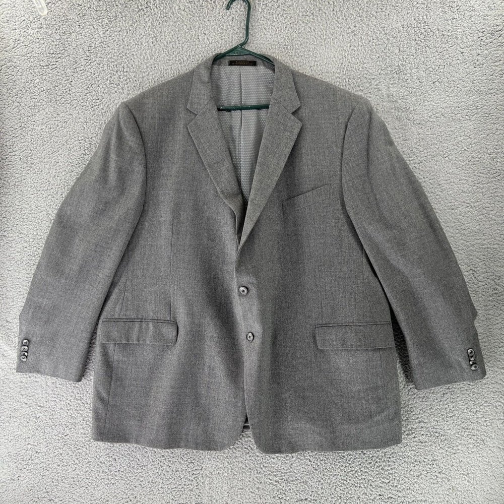 Jos A Bank Reserve Zignone Italy‎ Mens 2 Button Wool Suit 48R Gray Made In USA